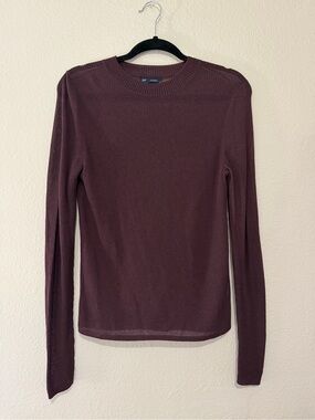 GAP Women's Crewneck Mesh Sweater in Deep Plum